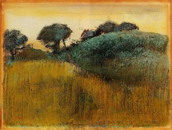 Edgar Degas : Wheatfield and Green Hill